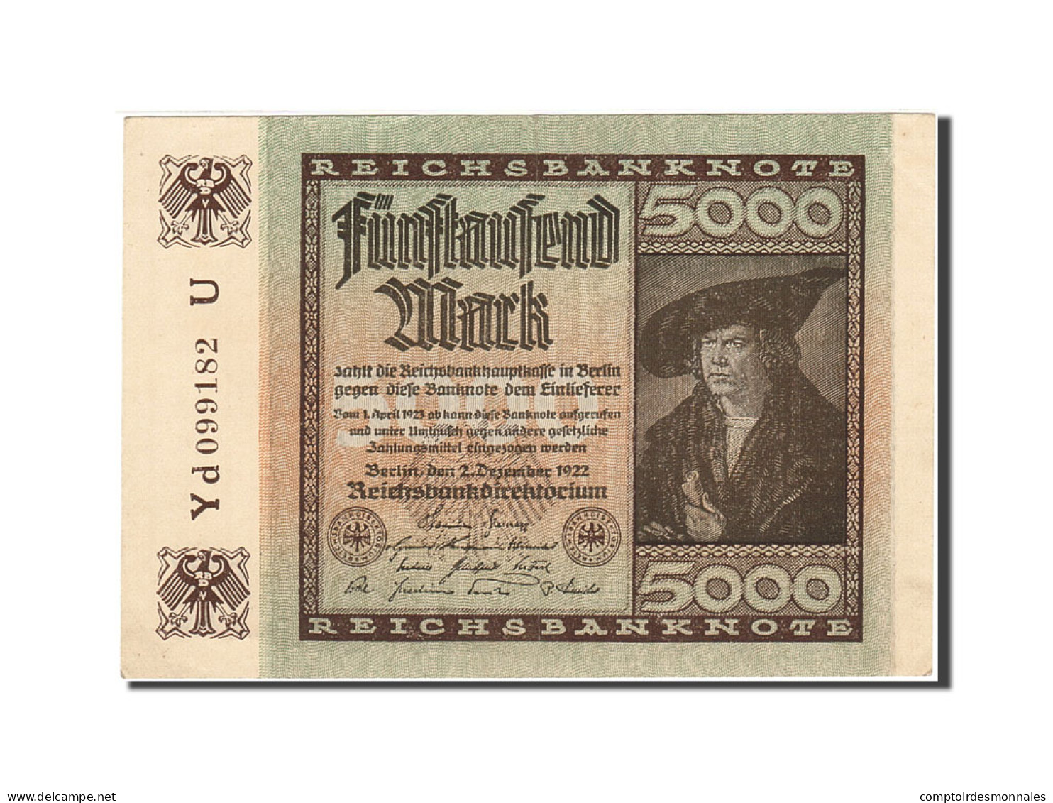 Billet, Allemagne, 5000 Mark, 1922-1923, 1922-12-02, KM:81a, SUP - 5000 Mark