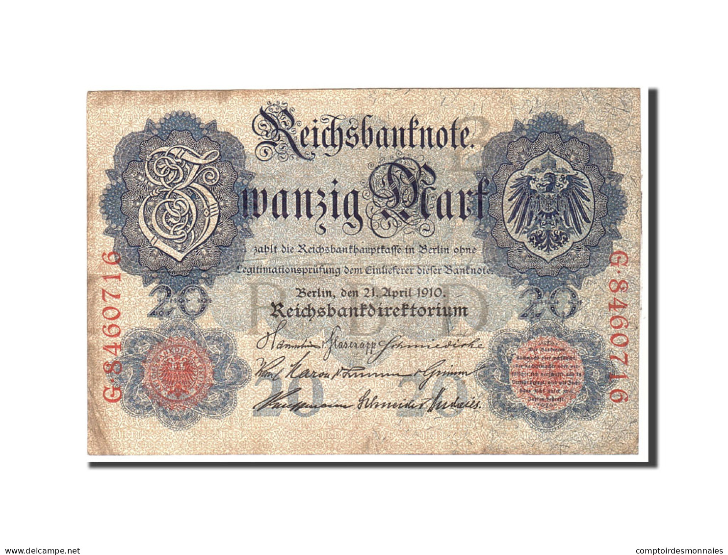 Billet, Allemagne, 20 Mark, 1910, 1910-04-21, KM:40b, TB - 20 Mark