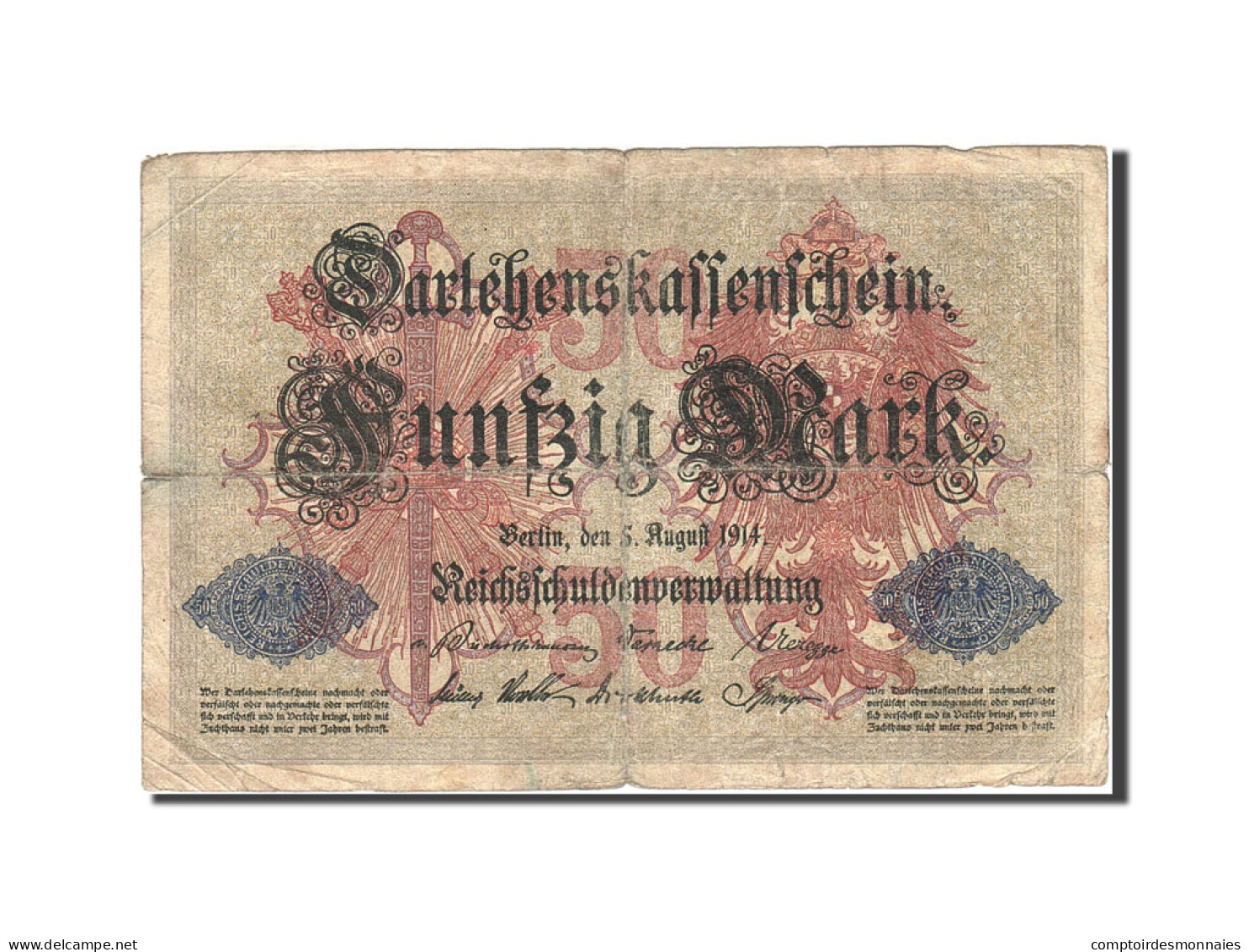 Billet, Allemagne, 50 Mark, 1914, 1914-08-05, KM:49b, B - 50 Mark