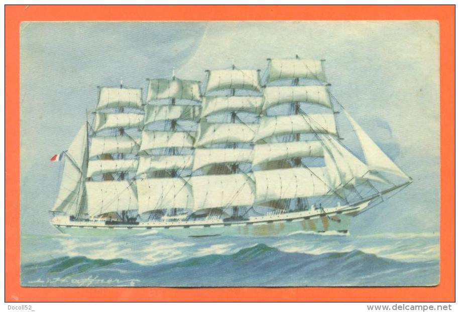 CPA  Illustrateur HAFFNER - Bateau - Voilier - Vaisseau  " Cinq Mats Barque La France " - Haffner