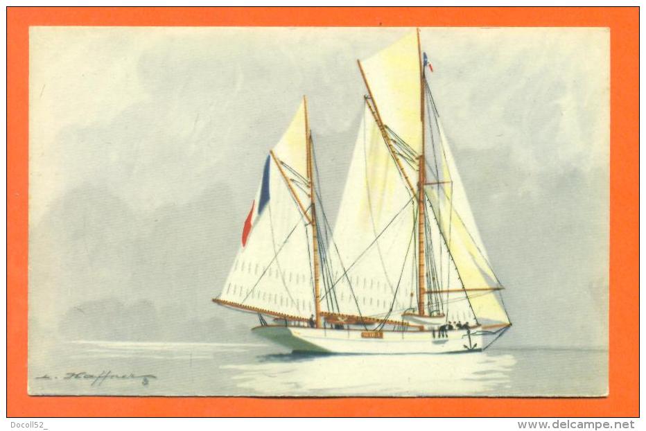 CPA  Illustrateur HAFFNER - Bateau - Voilier - Vaisseau  " Yacht Encalminé " - Haffner