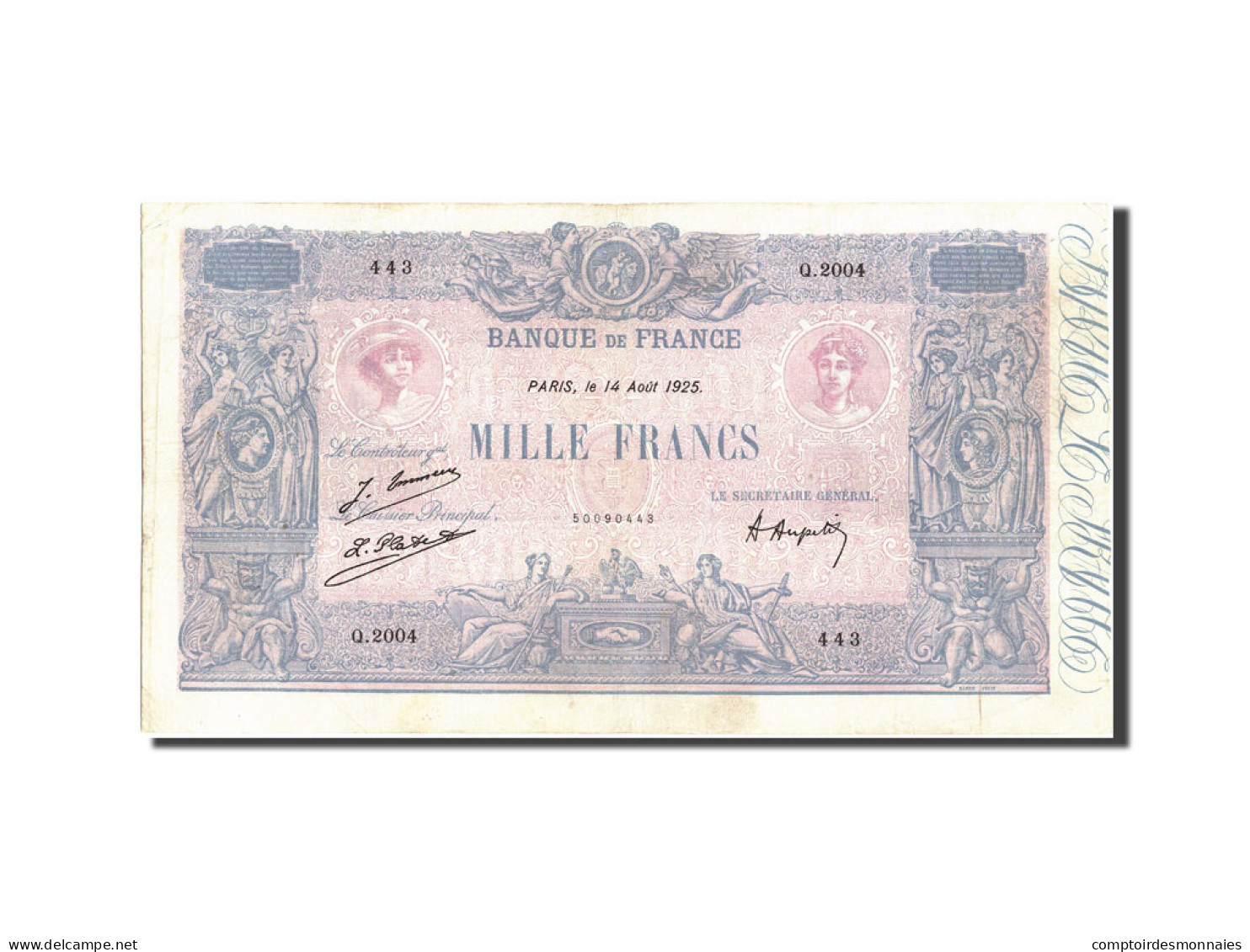 Billet, France, 1000 Francs, 1 000 F 1889-1926 ''Bleu Et Rose'', 1925 - 1 000 F 1889-1926 ''Bleu Et Rose''