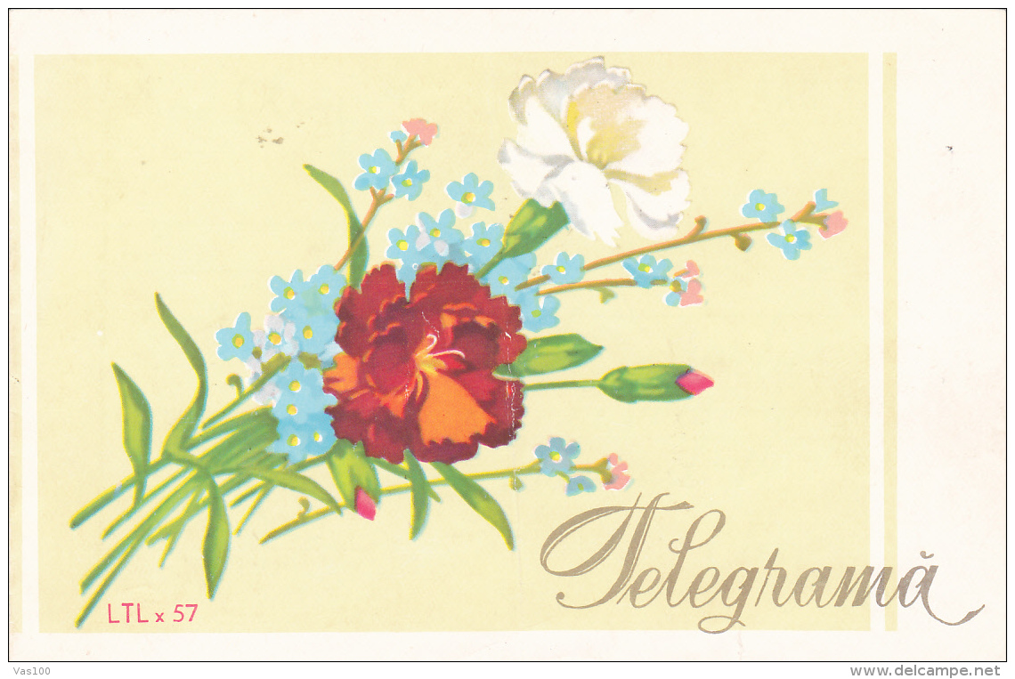 #BV3558 TELEGRAM, FLOWERS, LTL X 57, 1969, ROMANIA. - Télégraphes