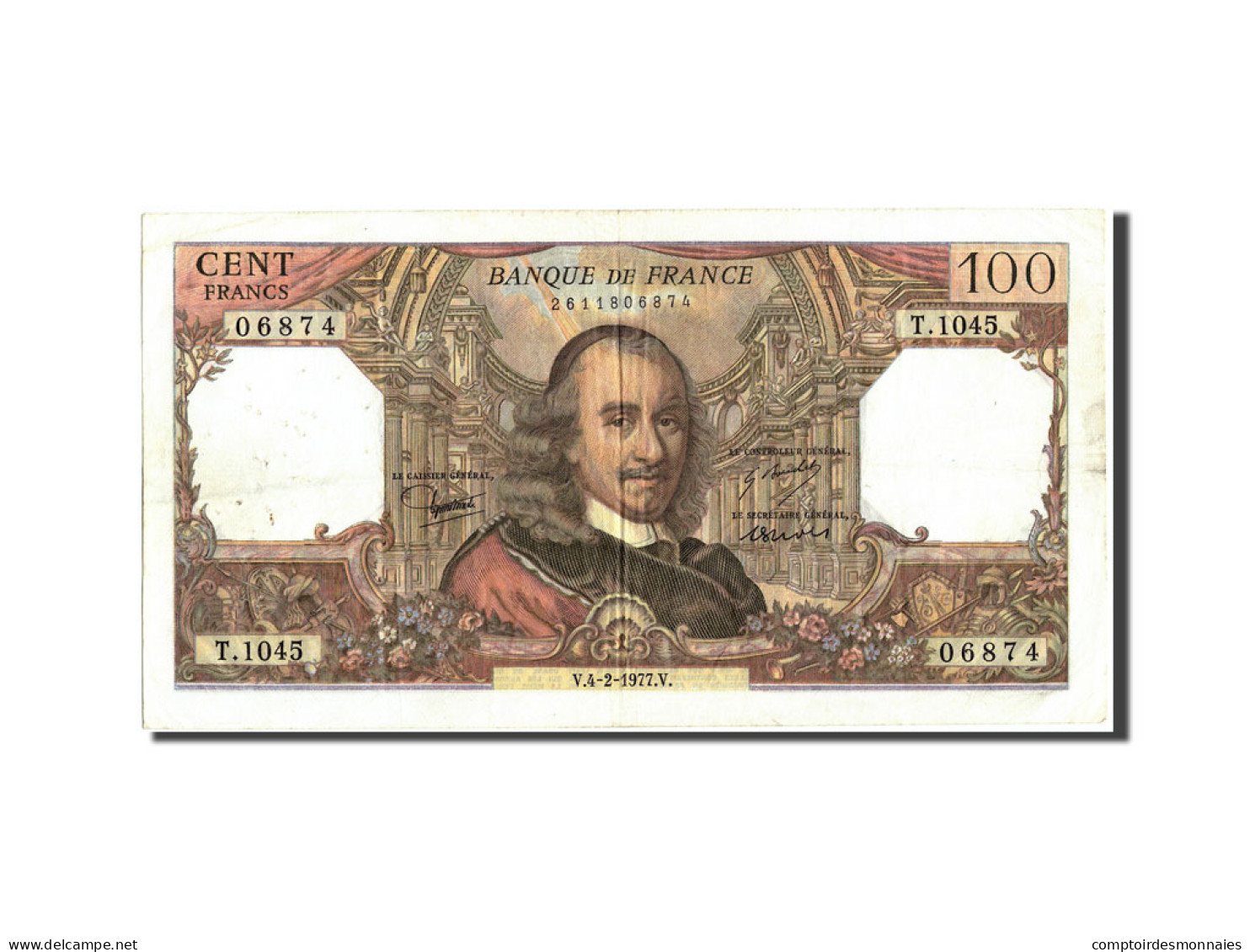 Billet, France, 100 Francs, 100 F 1964-1979 ''Corneille'', 1977, 1977-02-04 - 100 F 1964-1979 ''Corneille''