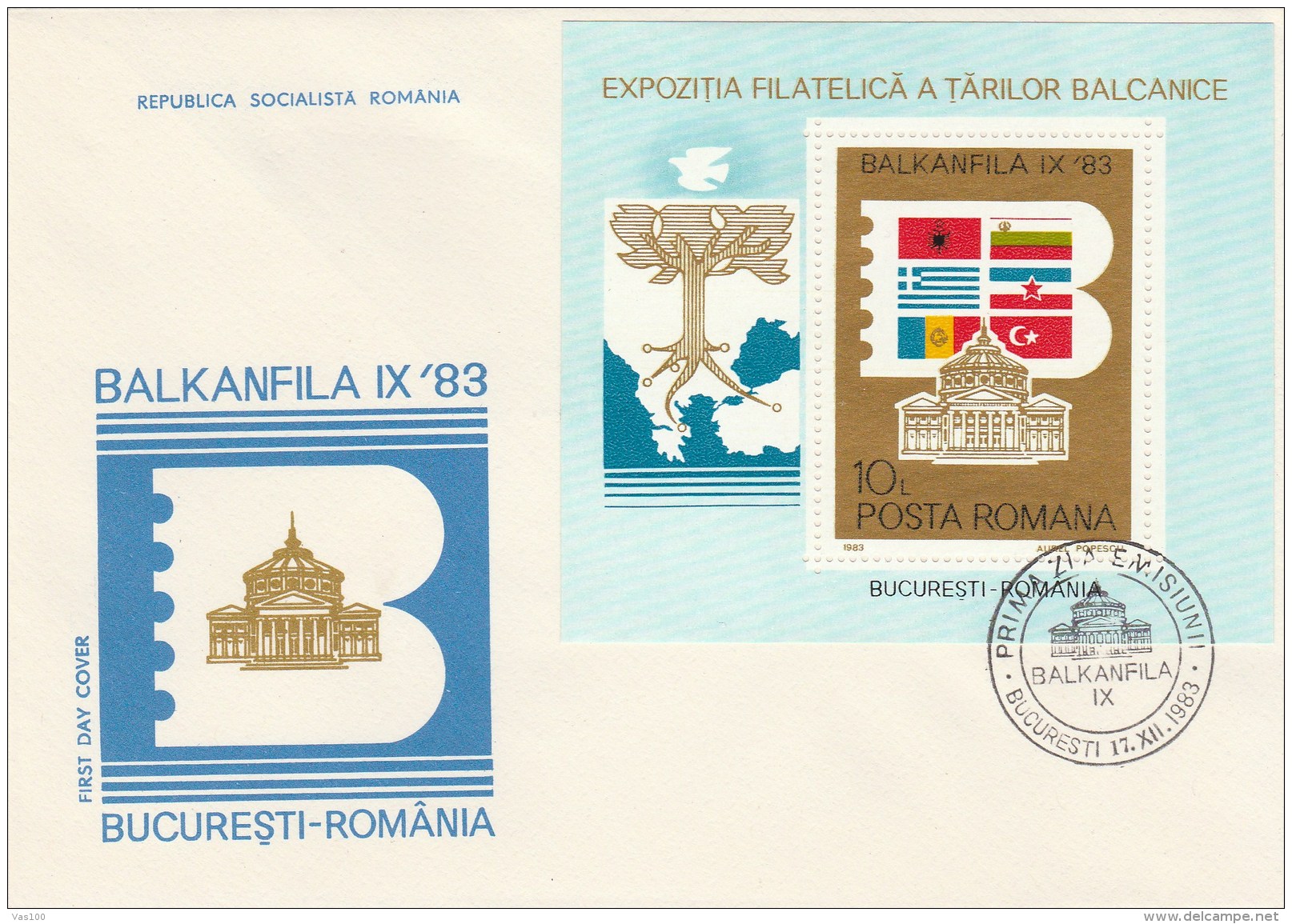 #BV3567 BALKAN PHILATELY EXPOSITION, COVERS FDC, 1983, ROMANIA. - FDC