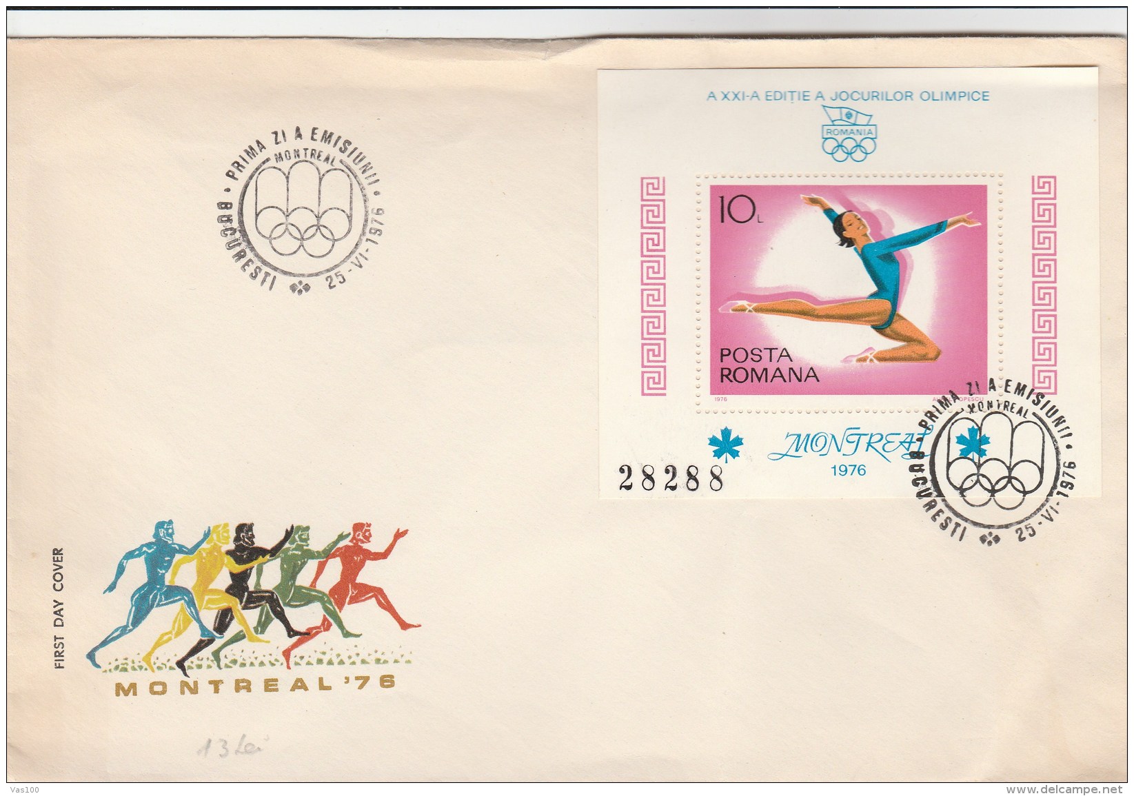 #T227 ATHLETICS, SPORT. OLIMPIC GAMES, MONTREAL, COVERS FDC  1976, ROMANIA. - FDC