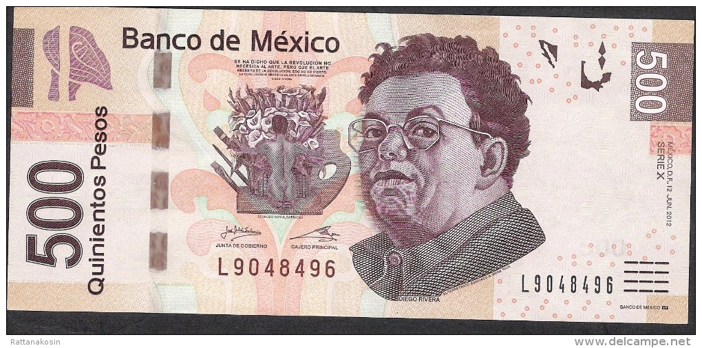 MEXICO P126e  500 PESOS  12.6.2012  Serie X       VF - Mexique