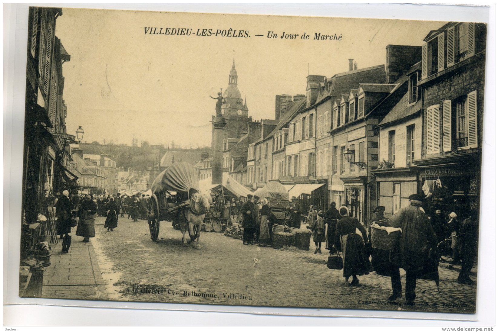 50 VILLEDIEU Les POELES Le Marché Dans La Rue écrite Du Bourg En 1907   /D14-2016 - Villedieu