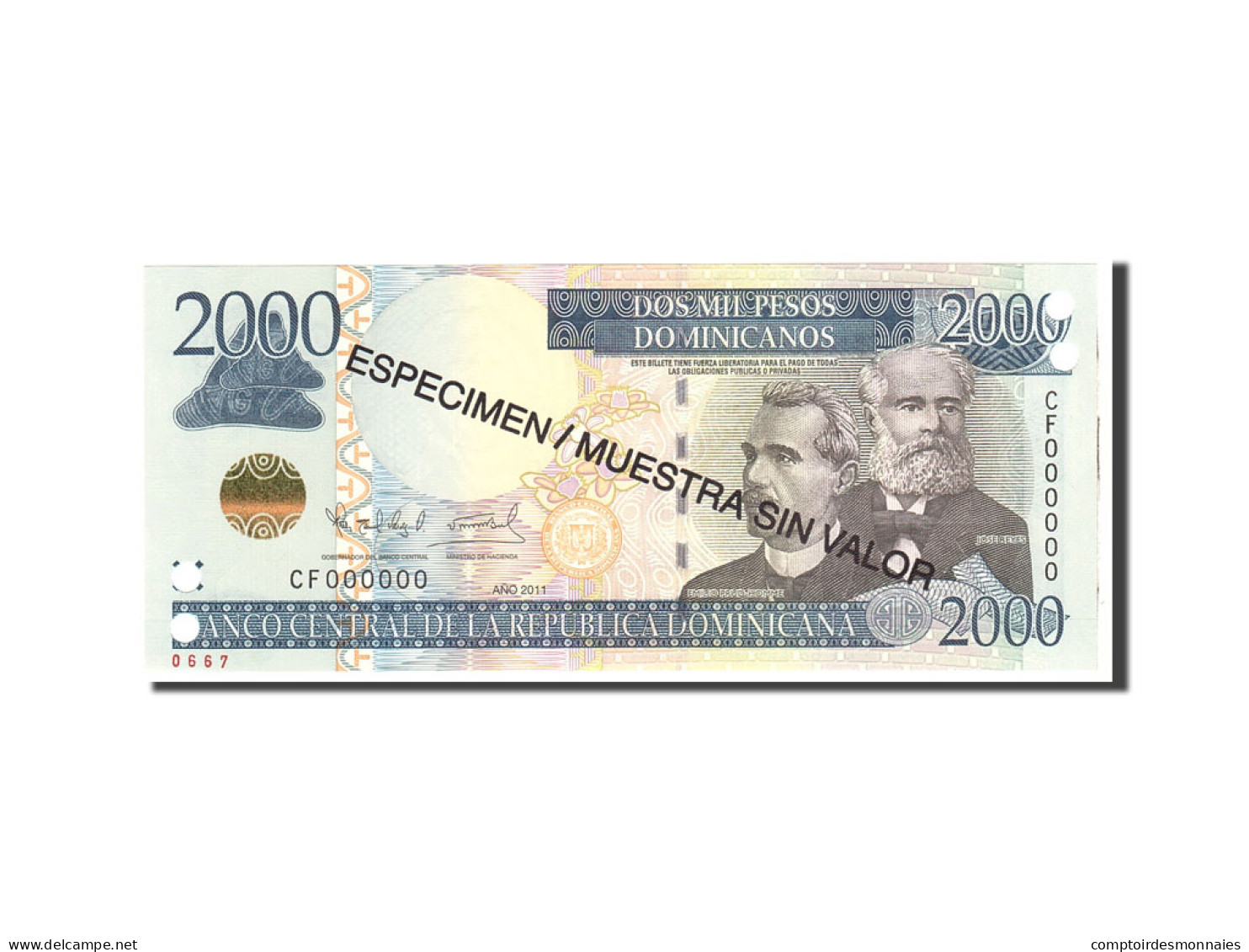 Billet, Dominican Republic, 2000 Pesos Dominicanos, 2011, Undated, KM:187s, NEUF - Dominicana