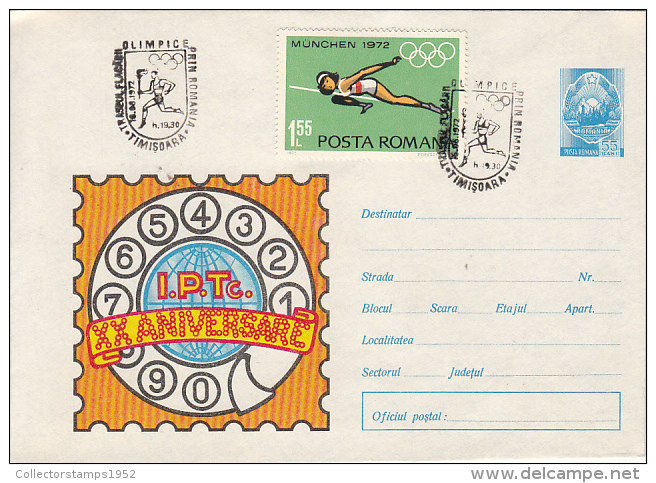 50080- MOSCOW'80 OLYMPIC GAMES, OLYMPIC FLAME RELAY, SPECIAL POSTMARK ON PHONE COVER STATIONERY, 1980, ROMANIA - Sommer 1980: Moskau