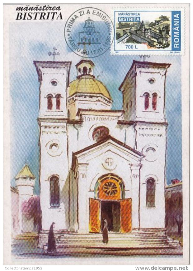 50093- BISTRITA MONASTERY, ARCHITECTURE, MAXIMUM CARD, OBLIT FDC, 1999, ROMANIA - Klöster