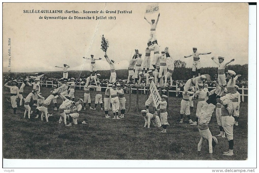 72 - SILLE  LE  GUILLAUME -  Souvenir Du Grand Festival De Gymnastique ( 6 Juillet 1913 ) - Sille Le Guillaume