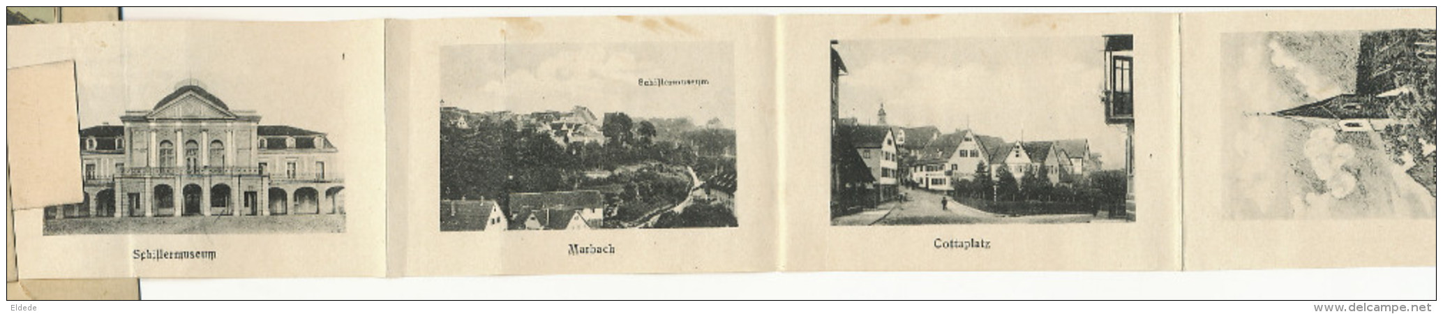 Gruss Aus Marbach P. Used M. Mechanical Card With Booklet Of 10 Small Views Schiller Cottaplatz Markstrasse Etc - Marbach