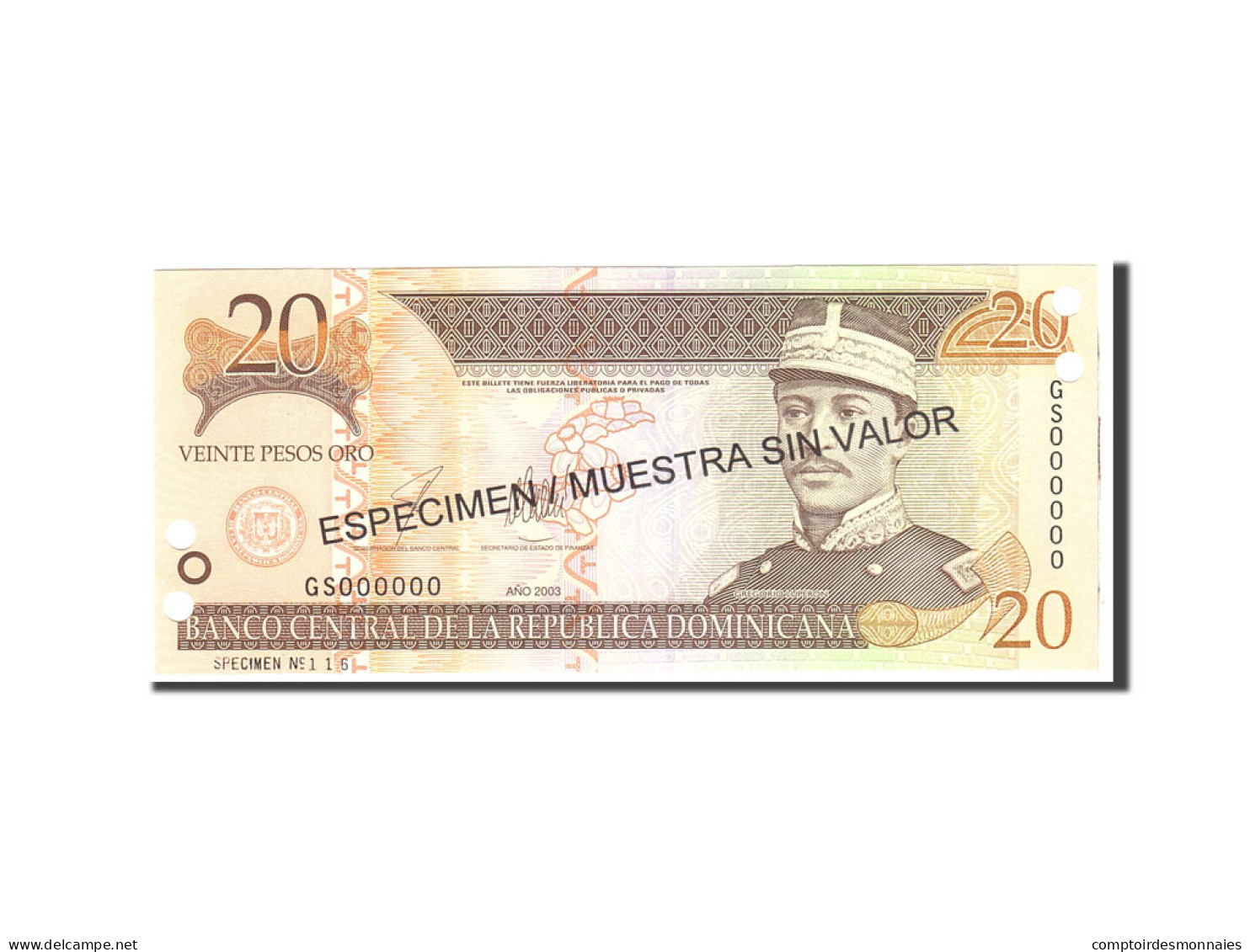 Billet, Dominican Republic, 20 Pesos Oro, 2003, Undated, KM:169s3, NEUF - Dominicaine