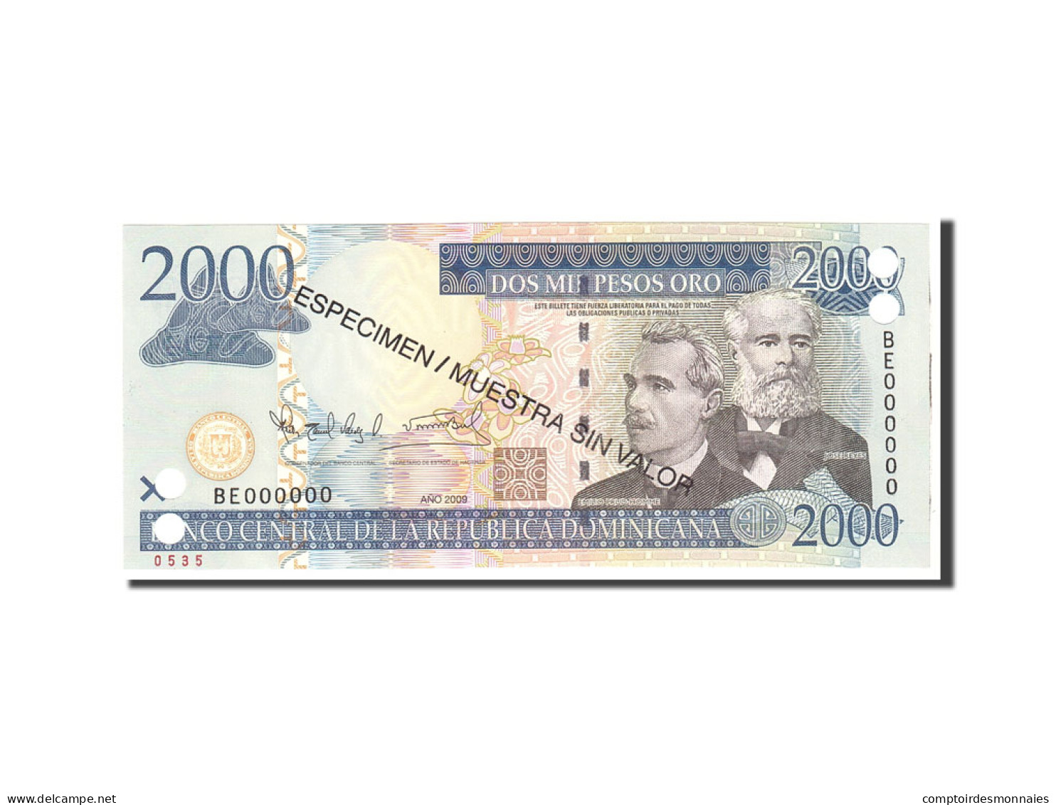 Billet, Dominican Republic, 2000 Pesos Oro, 2009, Undated, KM:181s2, NEUF - Dominicaine