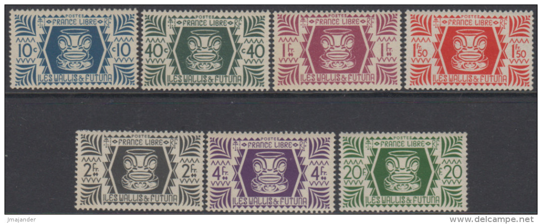 Wallis And Futuna 1944 Definitive Stamps: Free France, Ceramics. Part Set Mi 147, 150, 152-154, 156, 159 MNH - Unused Stamps