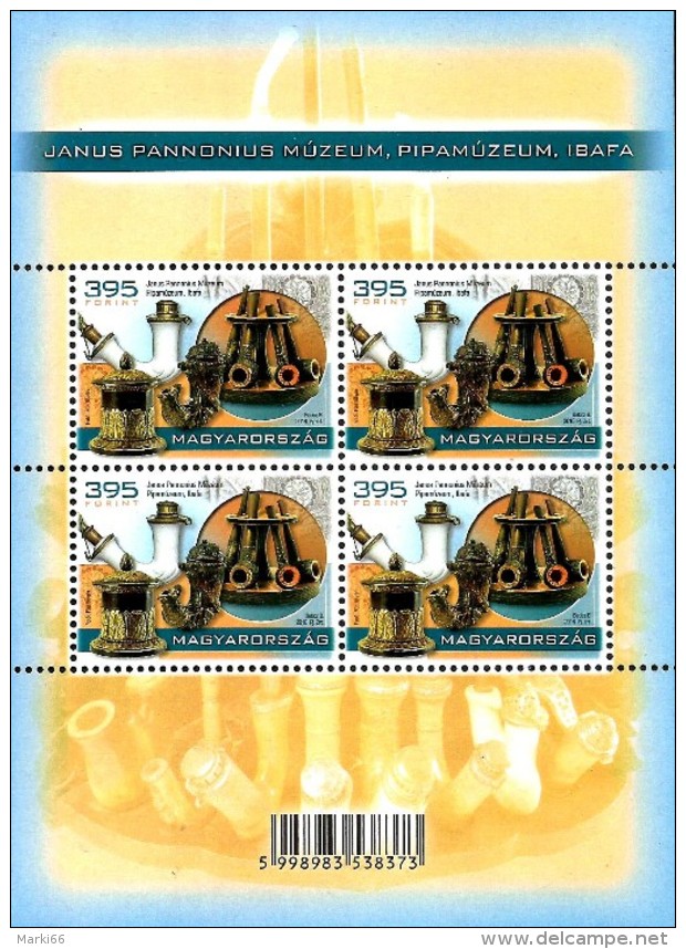 Hungary - 2016 - Treasures Of Hungarian Museums - Pipe Museum, Ibafa - Mint Miniature Sheet - Unused Stamps