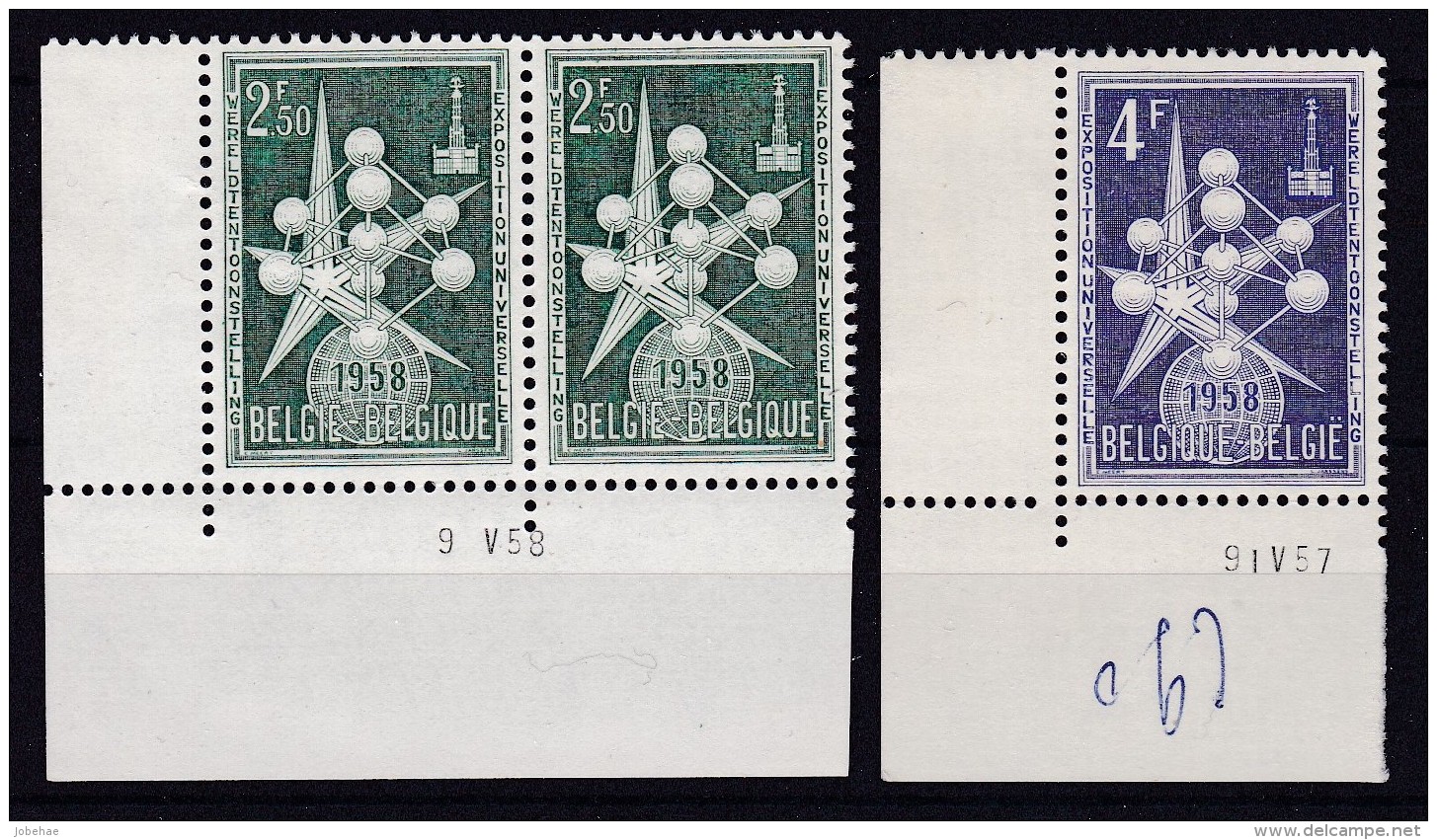 Belgie Drukdatum COB** 1008-1010 - Datiert