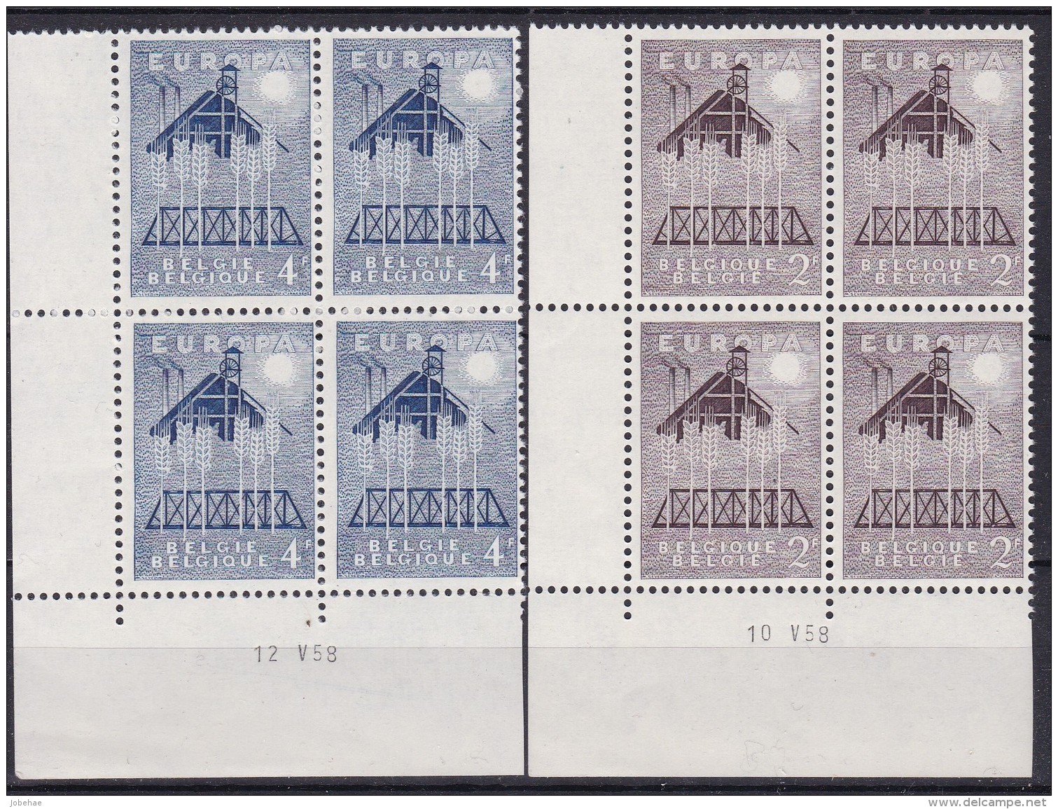 Belgie Drukdatum COB** 1025-1026 - Hoekdatums