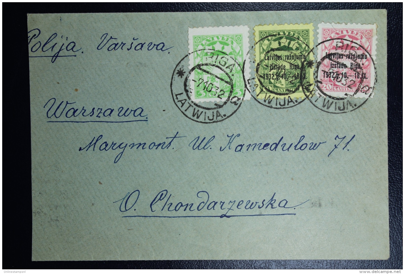 Lettland Latvia Airmail Cover 1932 Mixed Stamps Riga To Warsaw Poalnd,  You Get The Fastet Answer By Airmail In Polish - Lettland