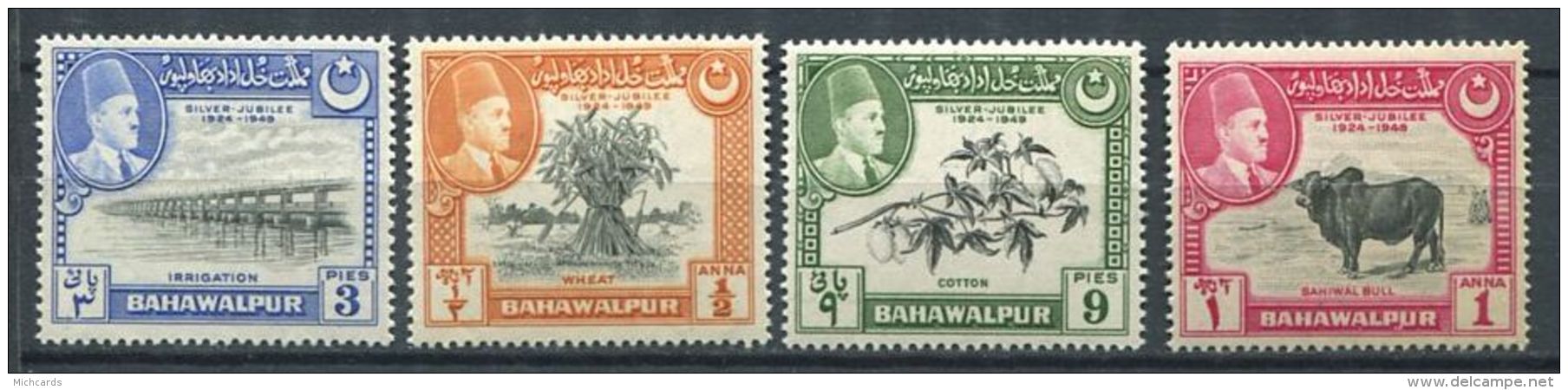 172 BAHAWALPUR 1949 - Yvert 18/21 - Irrigation Ble Coton Zebu - Neuf ** (MNH) Sans Trace De Charniere - Bahawalpur