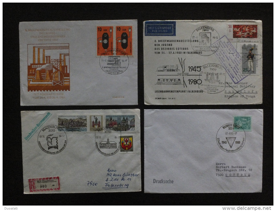 DDR Germany 4 Covers 4 Briefen Philatelistic Exhibitions Briefmarkenausstellung Commemorative Postmark Sonder Stempel - Other & Unclassified