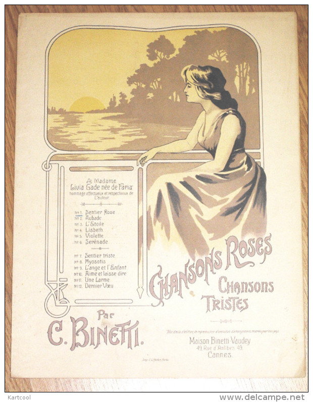 Sentier Roses Poésies ( Chansons Roses ) Par Binetti Pour Mme Livia Gad Partition Musicale Grand Format - Illustration - Partitions Musicales Anciennes