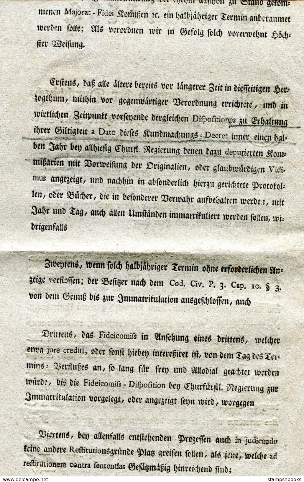 1787 Karl Freiherr Von Hartmann, Regierungsdirector, Neuburg, Thur. Germany - Historical Documents