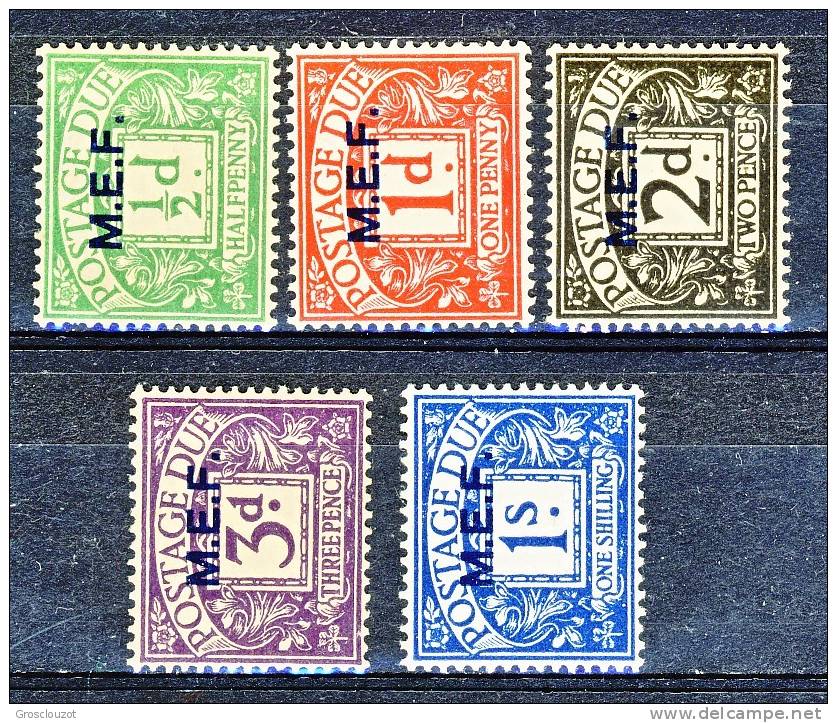 Occupazione Britannica AOI - MEF 1942 Segnatasse SS 5 N. 1 - 5 MNH Cat. € 50 - Britische Bes. MeF