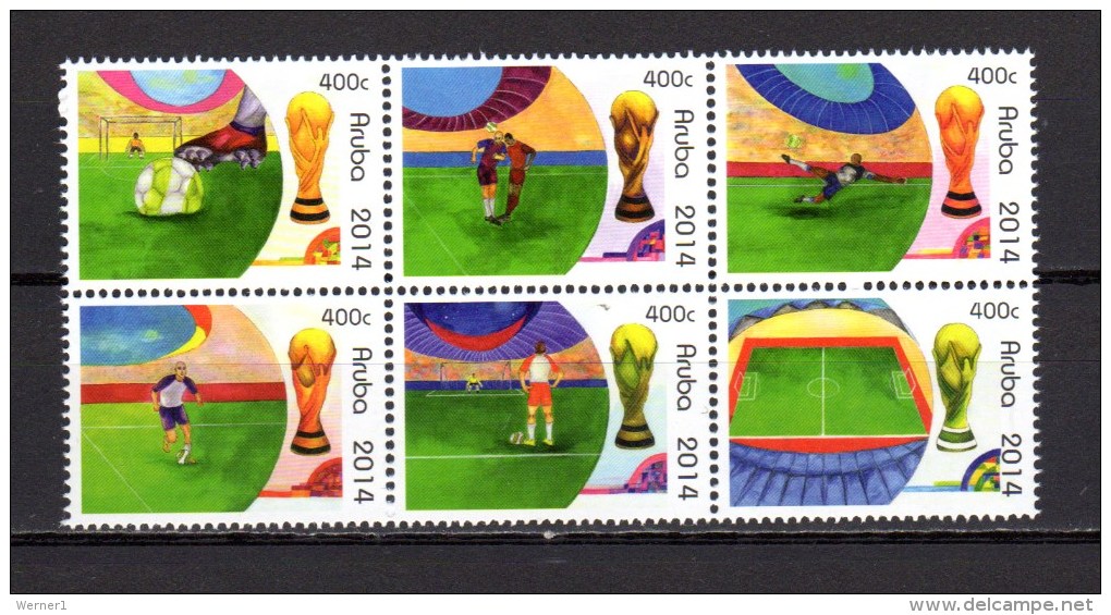 Aruba 2014 Football Soccer World Cup Block Of 6 MNH - 2014 – Brésil