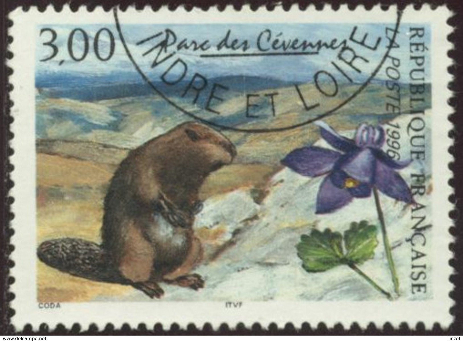France Yv. N°2997 - Parc Des Cévennes - Marmotte Et Ancolie - Oblitéré - Gebraucht