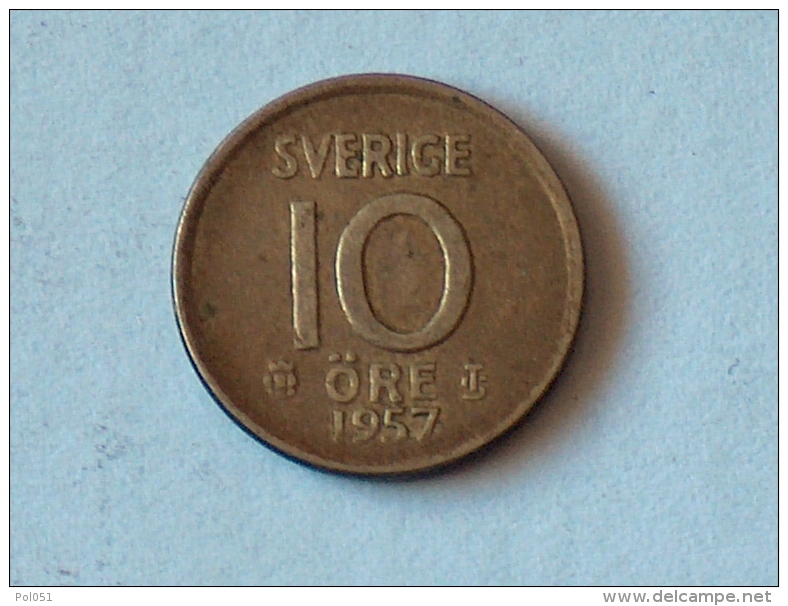 SUEDE 10 ORE 1957 ARGENT SILVER - Sweden