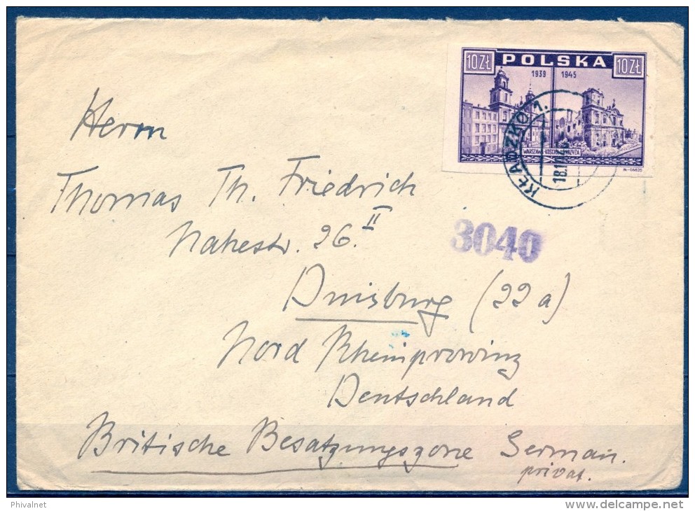 POLONIA 1948 , SOBRE CIRCULADO ENTRE KLADZKO Y ALEMANIA - Briefe U. Dokumente