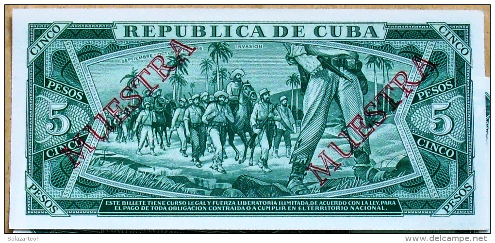 1988, Billete MUESTRA, De CINCO PESOS, UNC. (SPECIMEN) Ultimas Emisiones De Este Diseño - Cuba