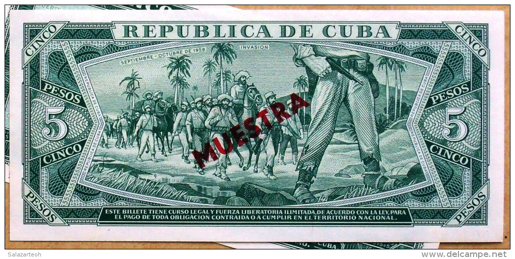 1986, Billete MUESTRA (SPECIMEN), De CINCO PESOS, UNC. Ultimas Emisiones De Este Diseño - Cuba