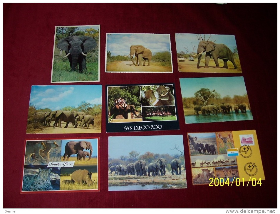 LOT DE 9 CARTES   POSTALE SUR  LE THEME DE L'ELEPHANT - Éléphants