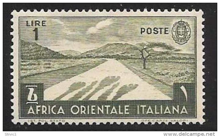 Italian Eastern Africa, Scott # 12 Mint Hinged Desert Road, 1938 - Italian Eastern Africa