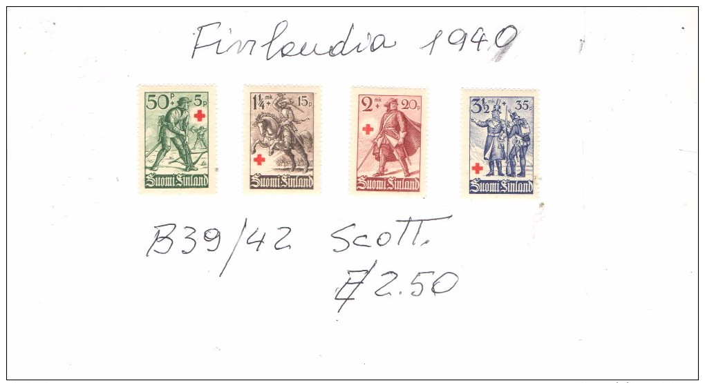 Finlandia NEW Stamps 1940 Croce Rossa Scott.B3942 See Scan - Ungebraucht