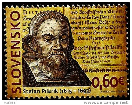 Slovakia - 2015 - Personalities - 400th Birth Anniversary Of Stefan Pilarik, Priest, Poet And Writer - Mint Stamp - Ungebraucht