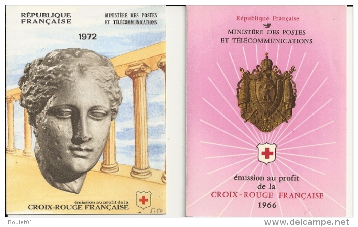 Petit Lot De 48 Timbres Croix  Rouge Oblitérés + 2 Carnets De 1966 Et 1972 Oblitérés (cote 150 Euros) 5 Scans - Collezioni