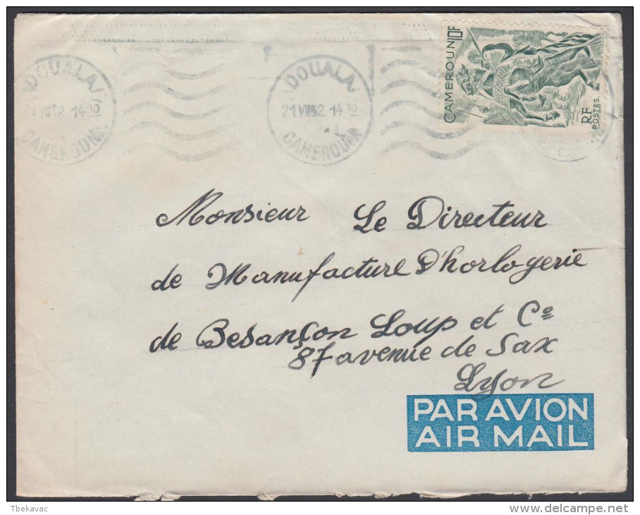 Cameroun 1952, Airmail Cover Douala To Lyon W./postmark Douala - Airmail