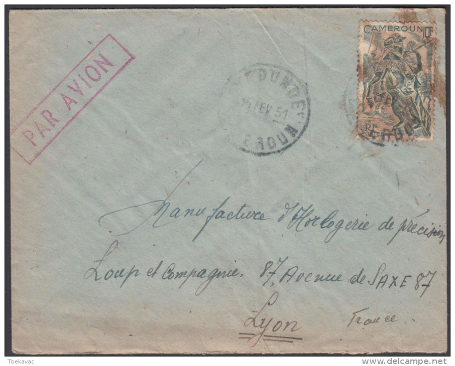 Cameroun 1951, Airmail Cover Youande To Lyon W./postmark Youande - Airmail