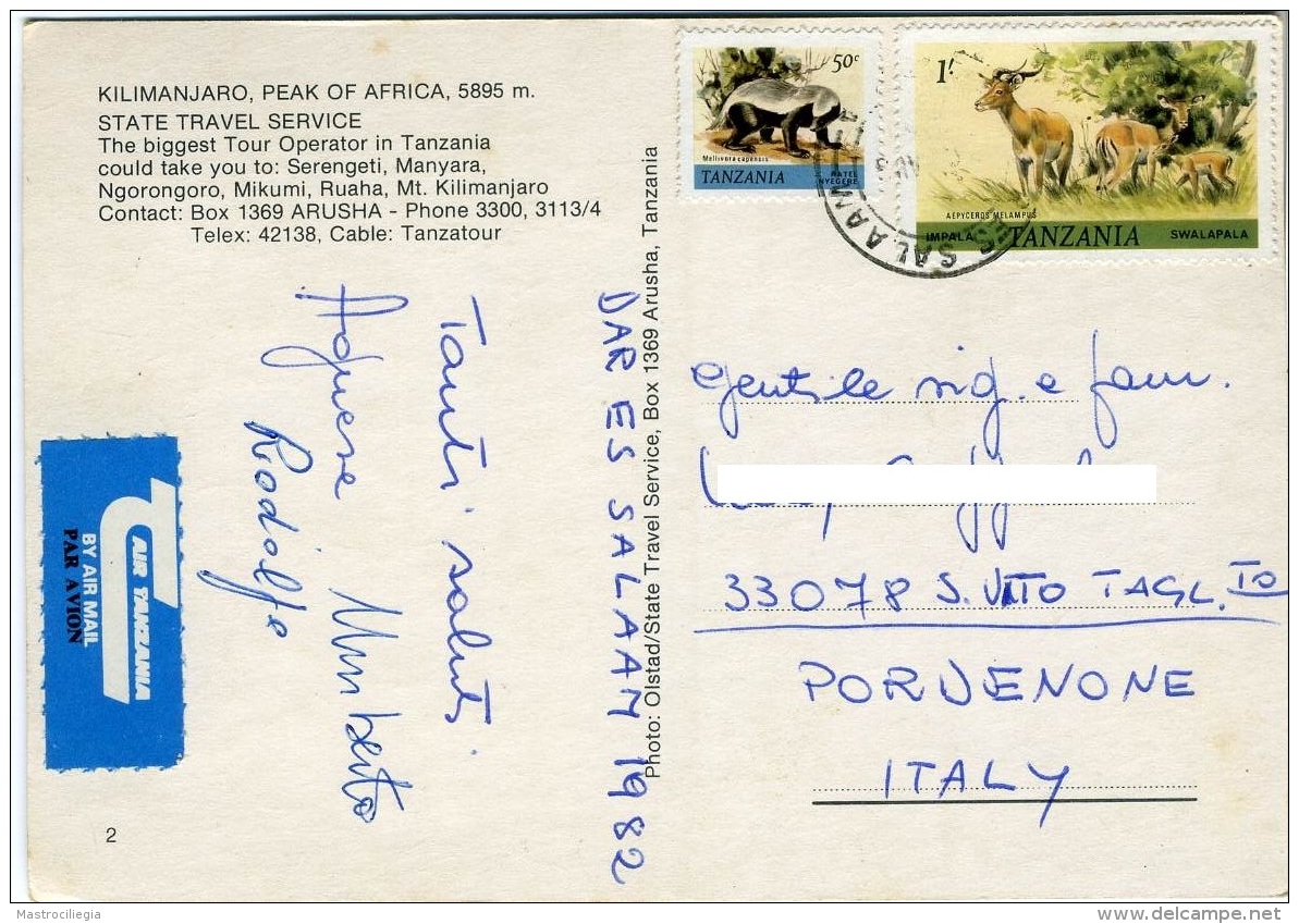TANZANIA  KILIMANJARO  Peak Of Africa Nice Stamps  Animals Theme - Tanzania