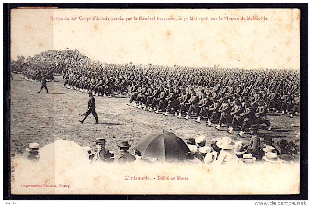 31 MAI 1906  PLATEAU DE MALZEVILLE DEFILE INFANTERIE ARMEE PHOTOS R/V - Nancy