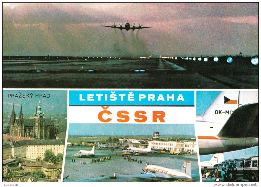 AVIATION CIVILE - ENV. 1965 - AVION Au DÉCOLLAGE - CZECHOSLOVAKIA - AÉROPORT De PRAGUE / PRAHA / PRAG  - AIRPORT (v-107) - 1946-....: Modern Era