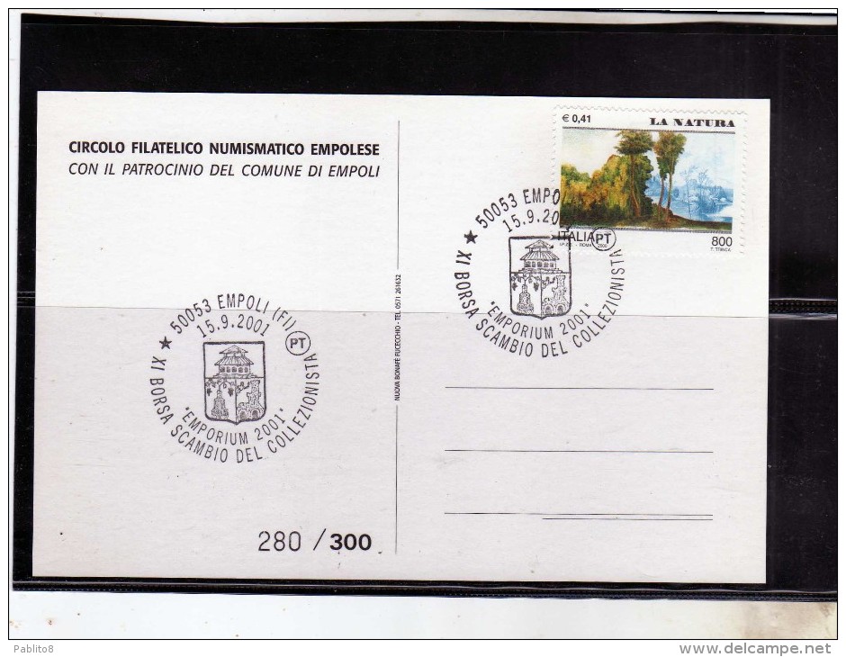 ITALIA REPUBBLICA ITALY 2001 EMPORIUM EMPOLI BORSA SCAMBIO DEL COLLEZIONISTA LA NATURA 2000 CARTOLINA POST CARD - Sonstige & Ohne Zuordnung