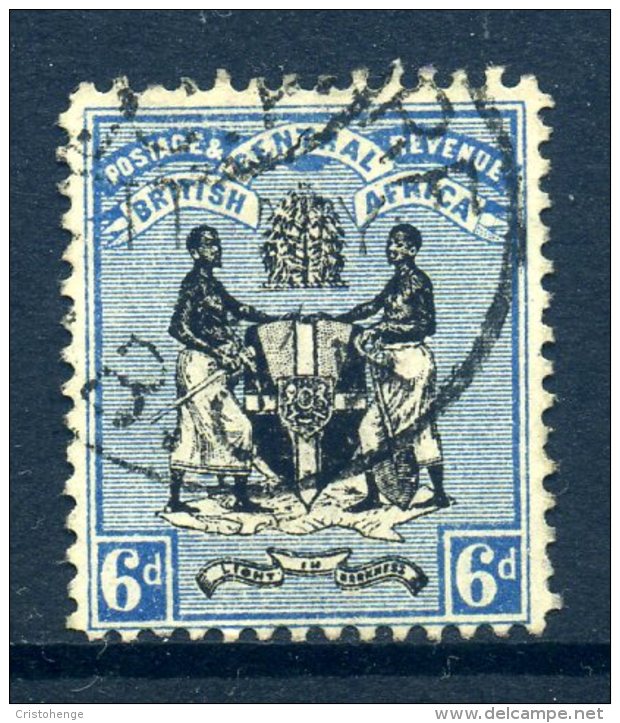 British Central Africa - Nyasaland - 1896 Arms Of The Protectorate (Wmk. Crown CA) - 6d Black & Blue Used (SG 35) - Altri & Non Classificati