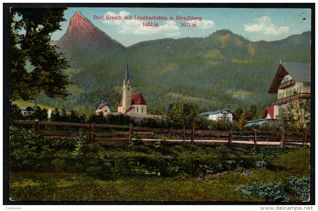 6900 - Alte Ansichtskarte - Dorf Kreuth Mit Leonhardstein Und Hirschberg - N. Gel - Lehrburger - Miesbach