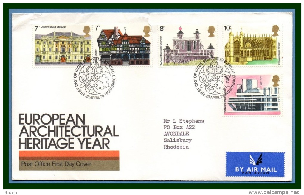 GB FDC European Architectural Heritage Year 1975 Edinburgh (def. Fente) - 1971-1980 Decimal Issues