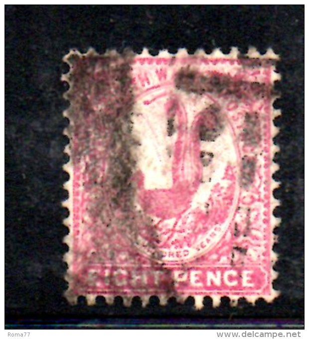 T714 - NEW SOUTH WALES 1905 , Gibbons N. 307 Usato . Fil Corona/A CAPOVOLTA . Piega - Used Stamps